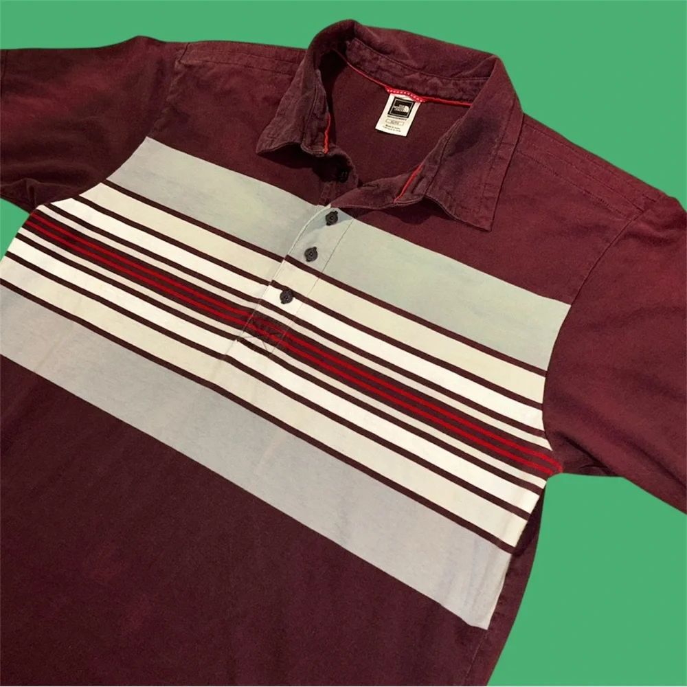 Vintage North Face Sun-Faded Striped Knit Funky Polo 100% Cotton   Men’s Size XL